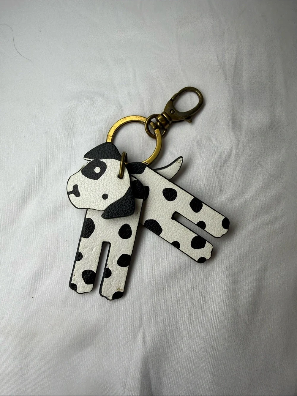 Fossil Dalmatian Dog Genuine Leather Keychain Key Fob Bag Charm